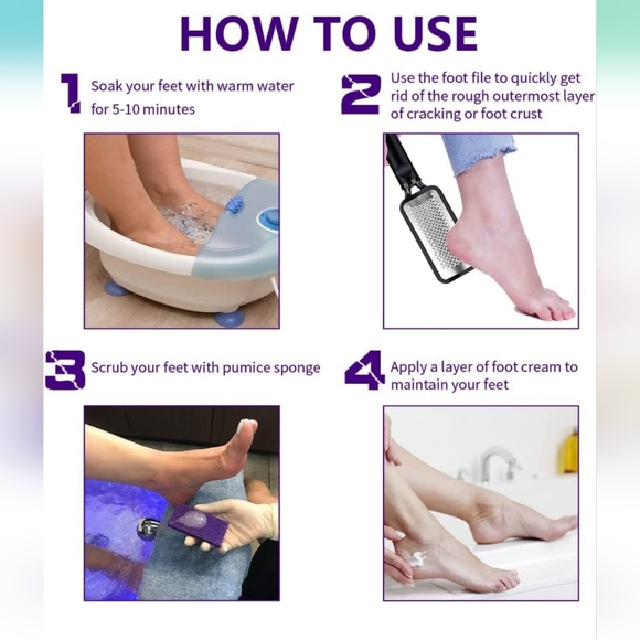 NEW Disposable Purple Pumice Stone Foot File Kit Feet Spa Callus Remover 20 pack - Picture 6 of 9